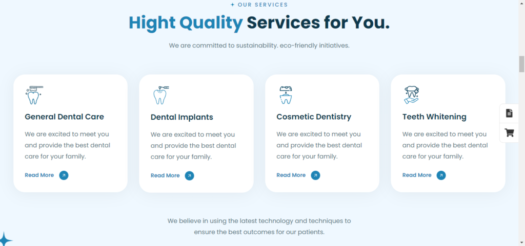 Example of a professional dental website design with online booking and patient review features

