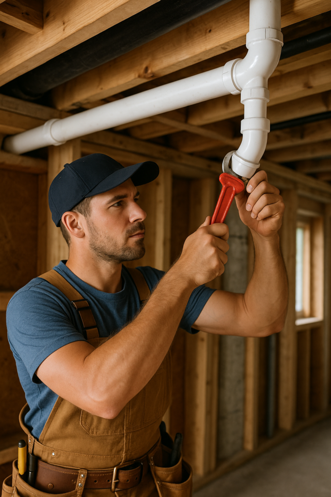 Professional contractor designing a website for construction business